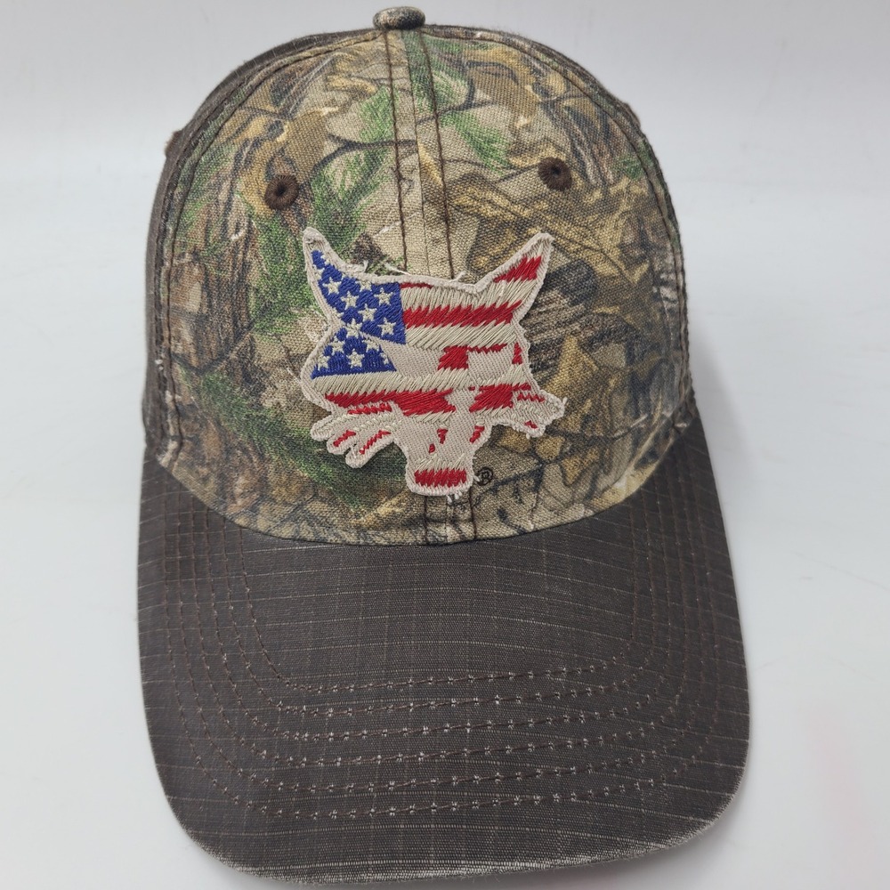Bobcat Hat Adjustable Brown Camo USA American Flag Ripstop Construction Company